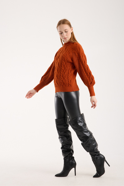 WOMENTİ Soft Textured Hair Braided Sweater