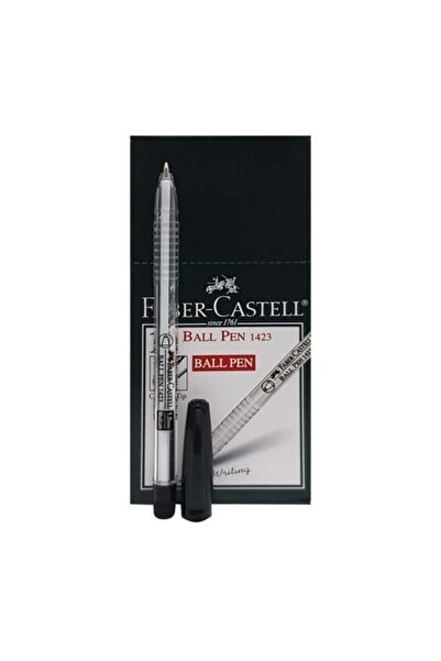 Faber Castell Pack of 10 Black Ballpoint Pens, Malaysian-made, Faber-Castell