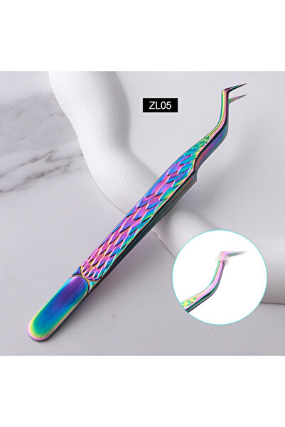 Choice4 ZL05 ملقط رموش صناعية ملون من الفولاذ المقاوم للصدأ عالي الدقة مضاد للكهرباء الساكنة