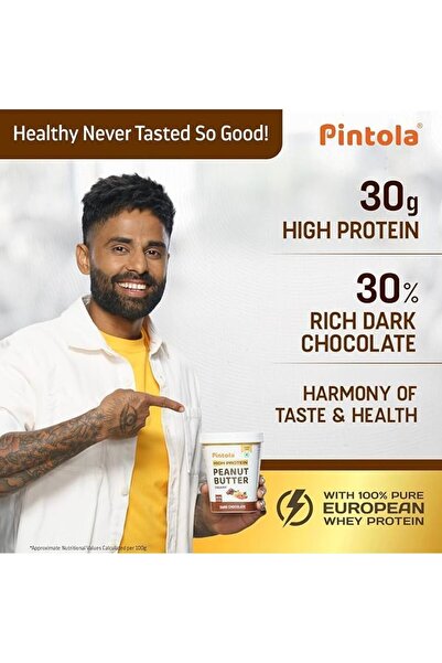 Pintola High Protein Dark Chocolate Creamy Peanut Butter - 510g (pack of 2)