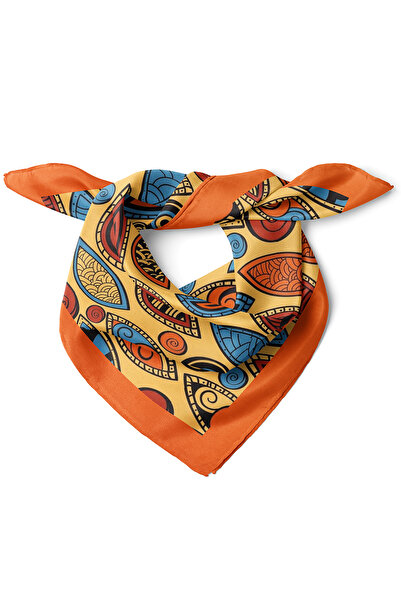 nehir eşarp Etnik Yaprak Desen Fular Bandana 50x50 Cm