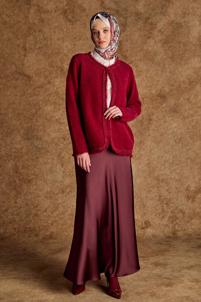 Setrms Taş Detaylı Kopçalı Triko Hırka