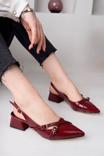 Luis a Costa 3 Buckle Burgundy 4 cm Heeled Shoes