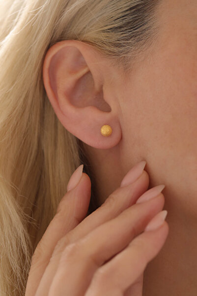 Kado Kuyumculuk Simli Toplu Desenli Küpe 22 Ayar Altın