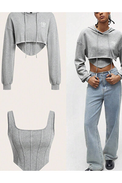 Sheya Shein sweatshirt and top set, gray