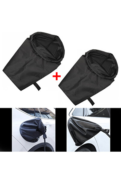 Microcase Elektrikli Araçlar için Şarj Soket Yağmurluk Yağmur Toz Koruma Brandası Siyah 2 Adet AL5423