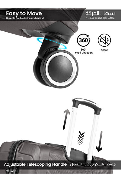 PARAJOHN Sparkle 2-Piece ABS Luggage Set – Cabin 10kg & Large 30kg Trolley Bag with Spinner Wheels & Lock