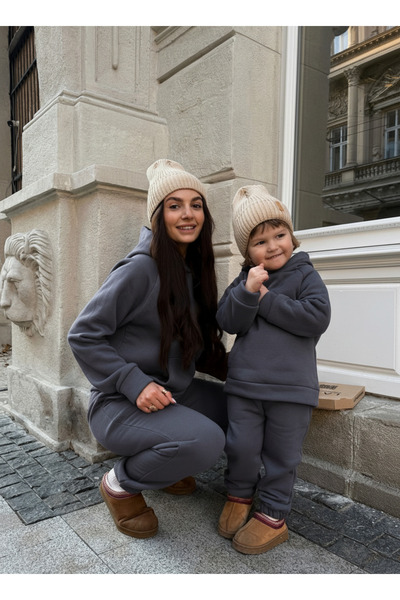 BayBayan Unisex Mother Child Combination 3 Yarn Shard Fleece-Lined Fman Set