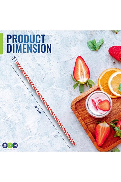 SNH Packing Red & White Paper Straws 6mm x 7.75" - Pack of 250