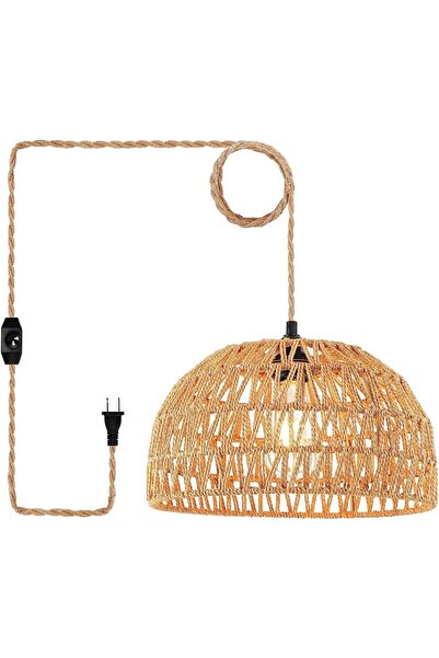 fulina Handwoven Bamboo Basket Lamp Shade, Modern Farmhouse Small Chandelier for Bedroom, Living Room,Foyer