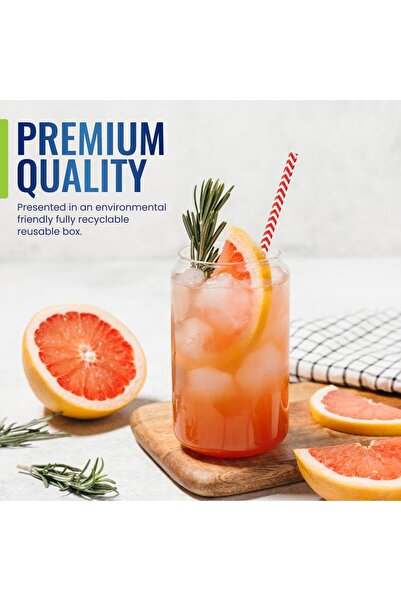 SNH Packing Red & White Paper Straws 6mm x 7.75" - Pack of 250