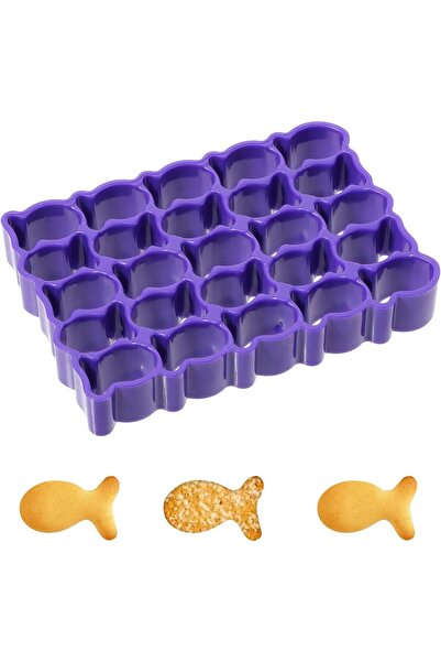 Arabest 25 Grid Goldfish Cracker Cutter Fish Cookie Cutter Animal Cracker Cookie Cutters for Baking (Purple)