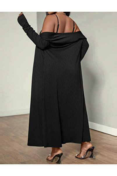 Sheya Shein Dress and Cardigan Set, black