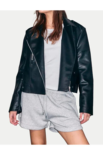 Noisy May Noisy May Faux Leather Jacket, black