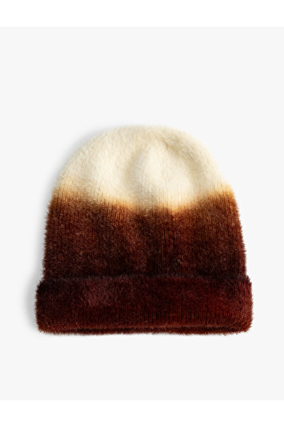 Koton Knitted Beanie Color Block Soft Textured with Fold Detail