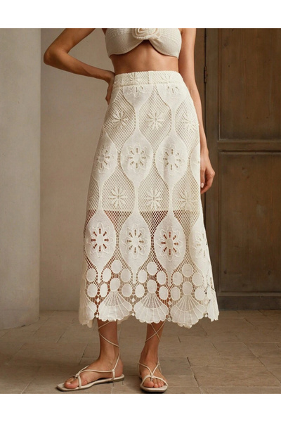 Sheya Shein Anewsta midi skirt, cream