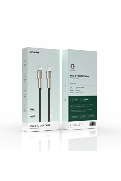 Green Lion كابل USB-C إلى Lightning مضفر بطول 1 متر - شحن سريع بقوة 27 وات ون...
