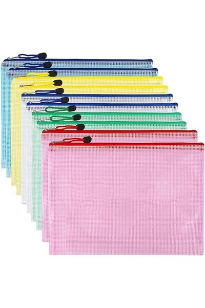 Arabest 10 pack A4 mesh plastic waterproof zipper bags, school office supplies, cosmetics, travel storage