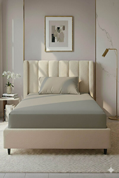 FAVORA 100% Cotton Ranforce Premium Single Fitted Sheet Set - Beige