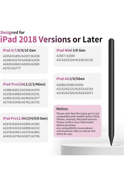 kingone Touch Pen for iPad (Wireless Charging) - Stylus Pen (Black)