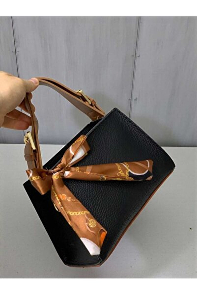 VELOA ÇANTA حقيبة يد وكتف نسائية من فيولا باللون الأسود مع تفاصيل وشاح