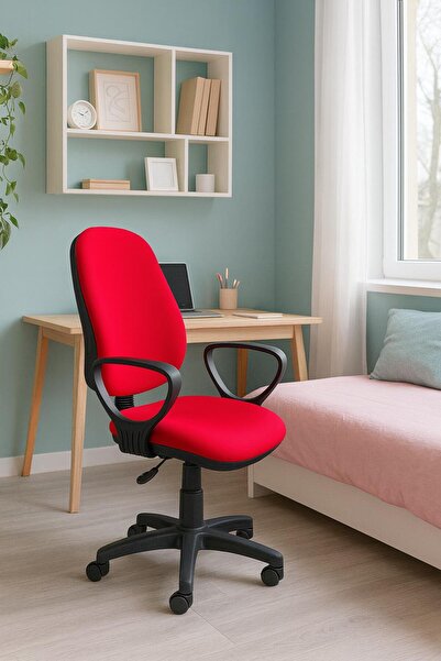 ChairLife DOLE Siyah Gövde/Kırmızı Döşemeli Ofis Büro Sekreter Bilgisayar Çal...