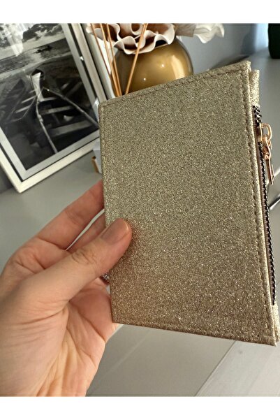 ilknurbutik Işıltılı Gold Simli Kadın Kartlık