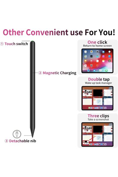 kingone Touch Pen for iPad (Wireless Charging) - Stylus Pen (Black)