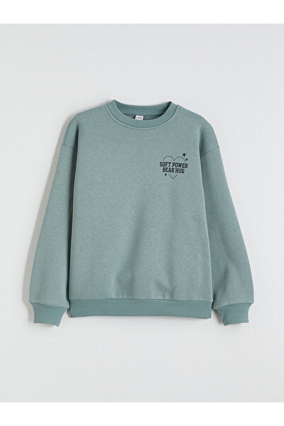 LC Waikiki Alita City Lcw Kids Green Printed Thick Sweatshirt for Girls with ...