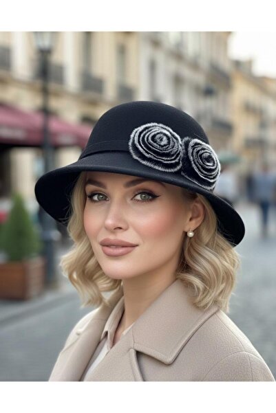 sf collection Women's Furry Felt Cloche Hat