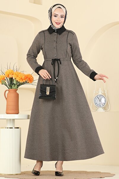 ModaMerve Beli Tünelli Tivit Elbise PL9188-MS Vizyon