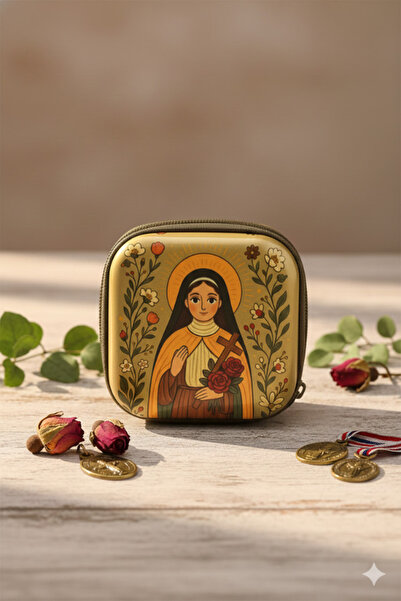 shop Mini husă cu fermoar cu figurine religioase - Geantă de transport cu tem...