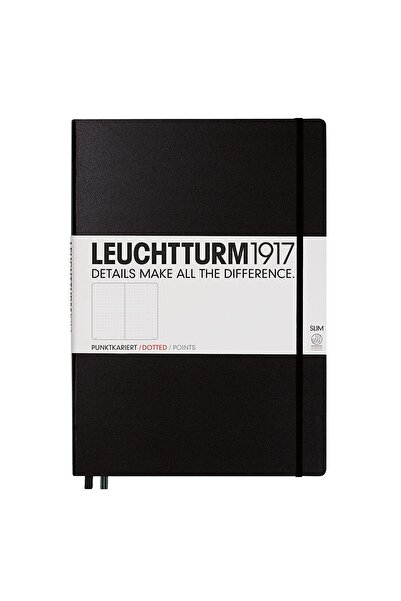 Leuchtturm1917 Caiet A5 cu copertă cartonată punctată, negru, cu suport de af...