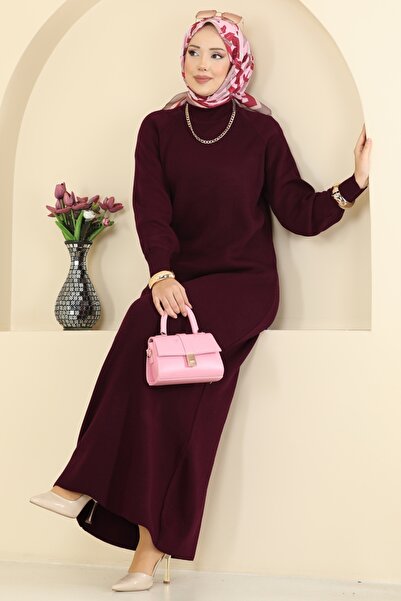 ModaMerve Balon Kol Detaylı Elbise 2764AYD574-MS Bordo