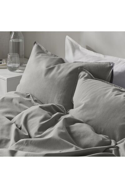 IKEA طقم غطاء لحاف فردي، رمادي، 150x200/50x60 سم