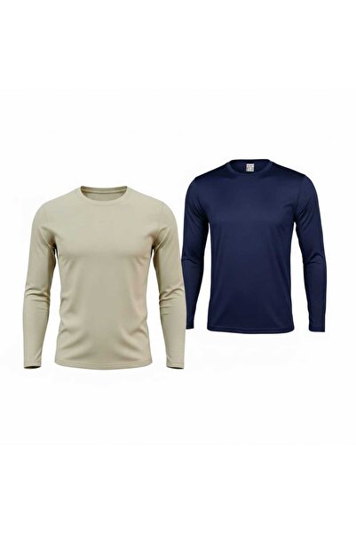 kacaraskerigiyim Erkek Askeri Termal Microfiber Uzun Kol 2Lİ SET lacivert ekru