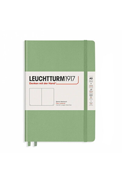 Leuchtturm1917 Caiet A5 cu copertă cartonată simplă, culoare mentă pastel, cu ciocan de iluminat