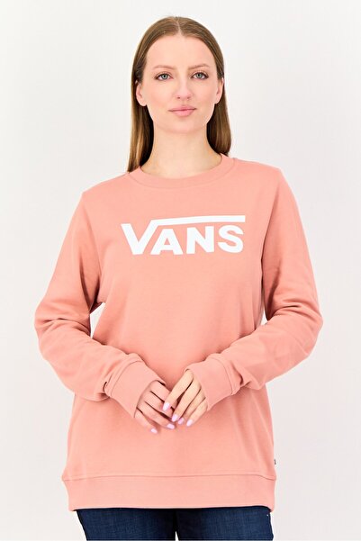 Vans سويت شيرت نسائي برقبة دائرية وأكمام وشعار العلامة التجارية، وردي قديم