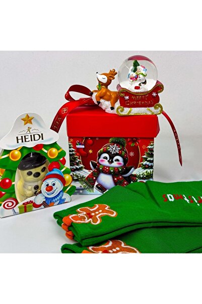 velve Christmas Delight package, decorative themed figurine, Heidi chocolate, Christmas socks, gift box