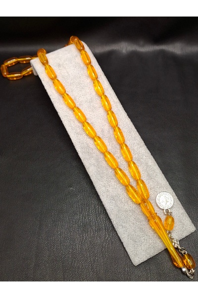 Han Ticarethane Fine Long Capsule Cut Orange Color Powder Amber Prayer Beads