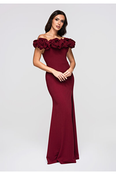 Larica by Ombre Abendkleid LA-OM-DLR178 - bordeauxrot