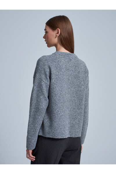 Dilvin 10837 Pulover inimă din amestec de lână-afumat M.