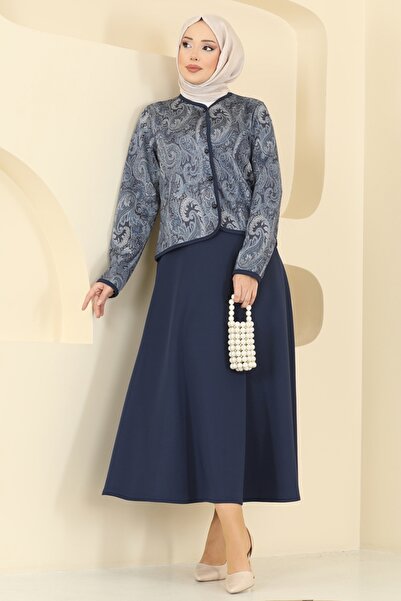 ModaMerve Etnik Desenli Scuba Takım 8010TEG847-MS Laci