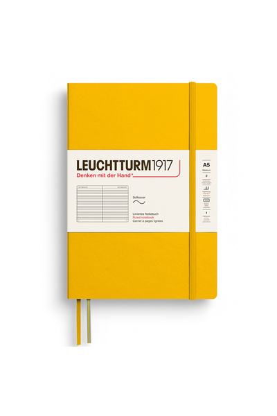 Leuchtturm1917 Тетрадка А5 с меки корици, линейни, цвят слънчогледово жълто, ...
