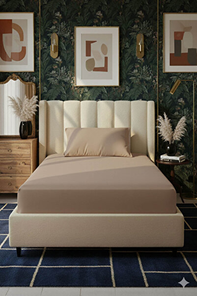 FAVORA 100% Cotton Ranforce Premium Single Fitted Sheet Set - Mocha