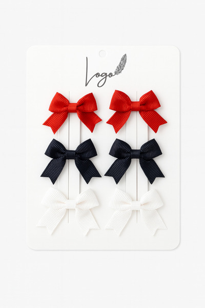 LOGO AKSESUAR Kız Çocuk Çok Renkli 6'lı Kurdele Fiyonk Klips Toka Set