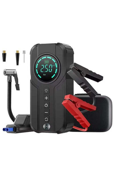 OEM TruckPower 2-in-1 Jump Starter + Compressor – 16000 mAh, 2000 A, Flashlight & USB Powerbank