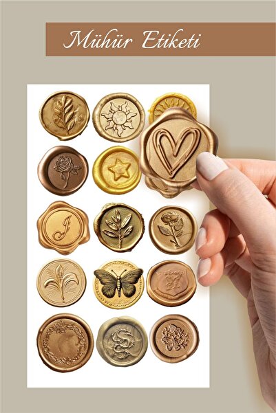 Piksel Grafik Mühür Gold Sticker Seti - Kalem, Laptop Defter Suluk Sticker