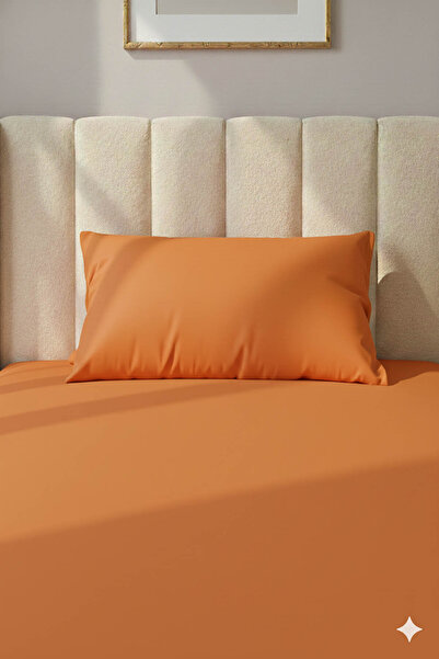 FAVORA 100% Cotton Ranforce Premium Single Fitted Sheet Set - Orange