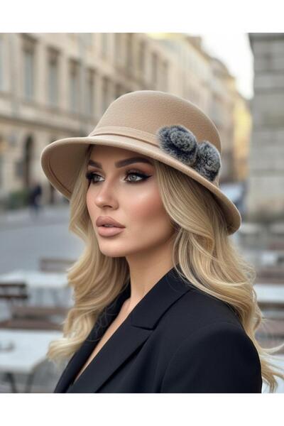 sf collection Women's Furry Felt Cloche Hat